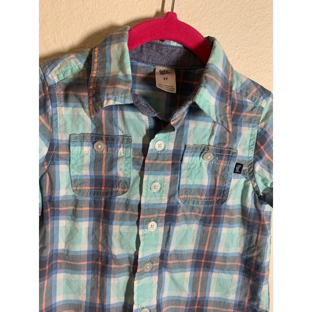 Baby B'Gosh Short Sleeve Button Up Shirt Boys Size 3T Preppy I6